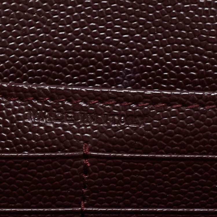 Pre Owned Saint Laurent Burgundy Matelassé Leather Monogram Flap Continental Wallet