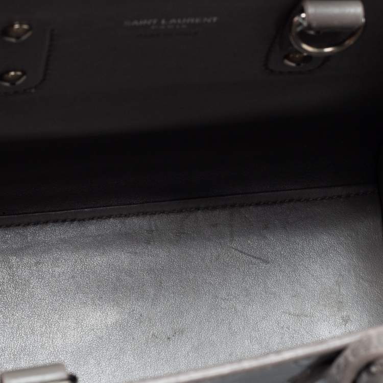 مملوكة مسبقًا Saint Laurent Grey Croc Embossed Leather Nano Classic Sac De Jour Tote
