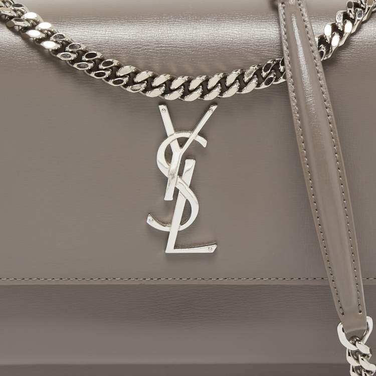 Pre Owned Saint Laurent Grey Leather Medium Sunset Shoulder Bag