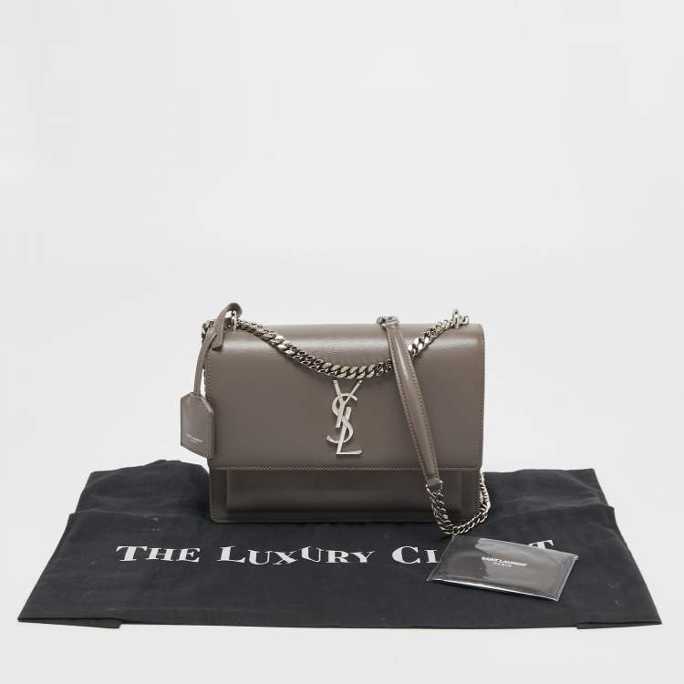 Pre Owned Saint Laurent Grey Leather Medium Sunset Shoulder Bag