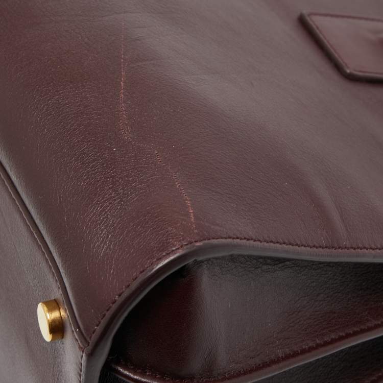 Pre Owned Saint Laurent Burgundy Leather Small Classic Sac De Jour Tote