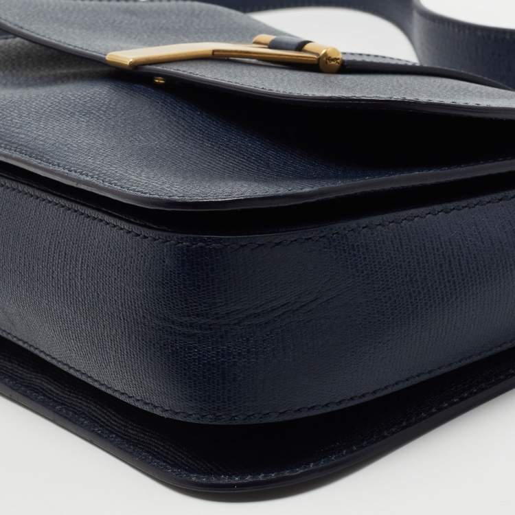 مملوكة مسبقًا Saint Laurent Navy Blue Textured Leather Large Chyc Shoulder Bag