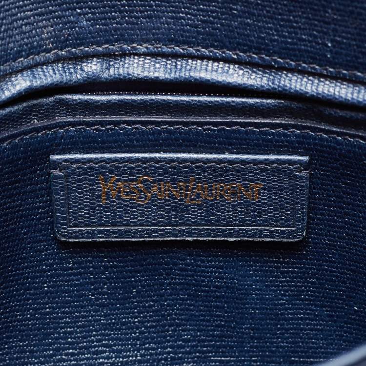 مملوكة مسبقًا Saint Laurent Navy Blue Textured Leather Large Chyc Shoulder Bag