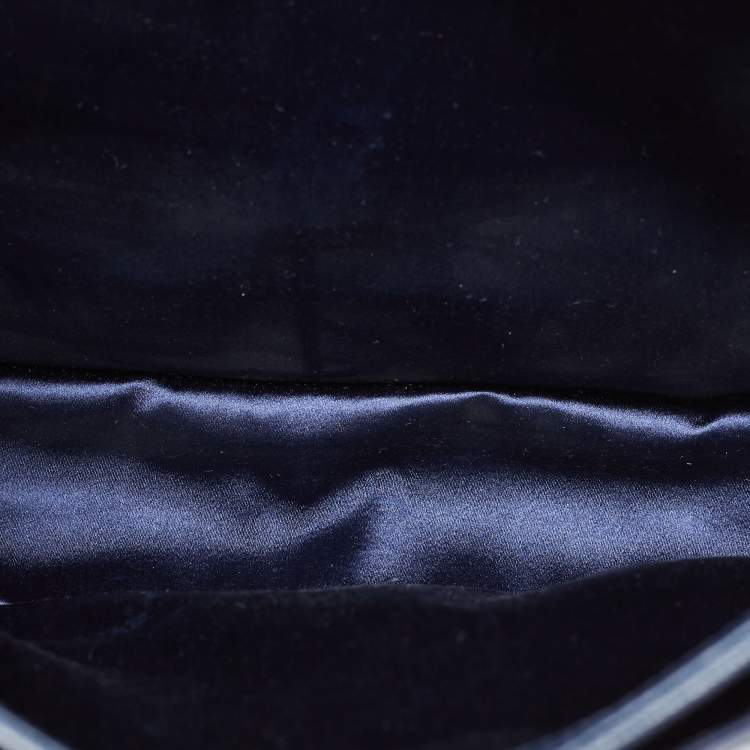 مملوكة مسبقًا Saint Laurent Navy Blue Textured Leather Large Chyc Shoulder Bag