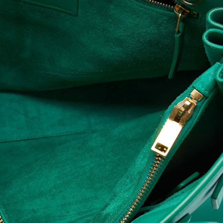Pre Owned Saint Laurent Green Leather Small Classic Sac De Jour Tote