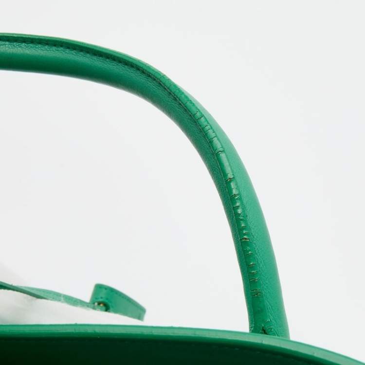 Pre Owned Saint Laurent Green Leather Small Classic Sac De Jour Tote
