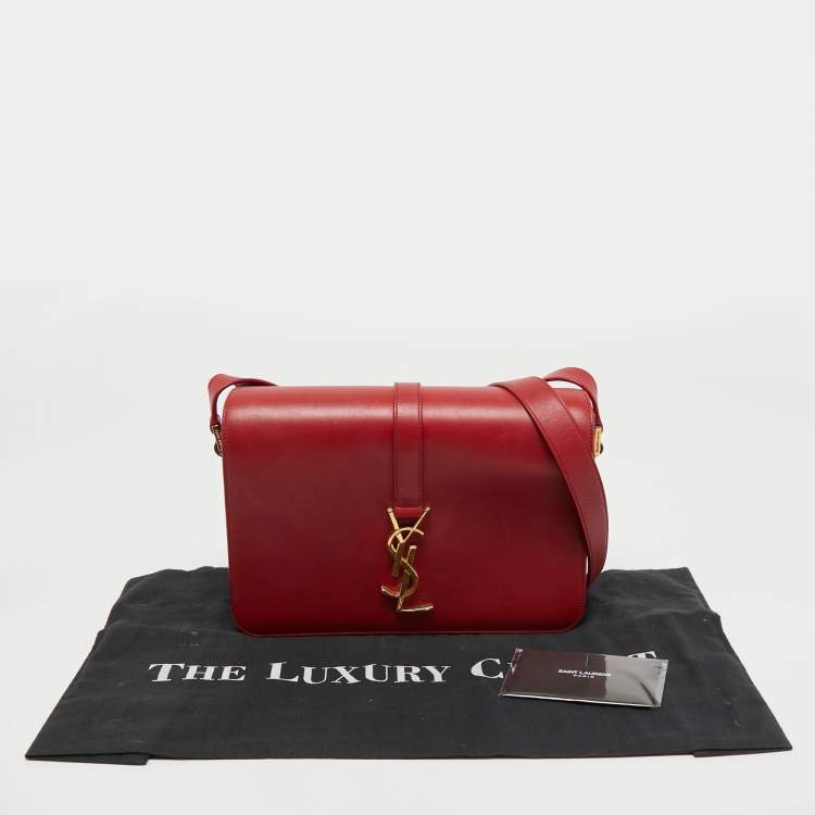 Pre Owned Saint Laurent Red Leather Medium Monogram Universite Shoulder Bag