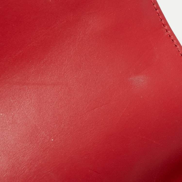 Pre Owned Saint Laurent Red Leather Medium Monogram Universite Shoulder Bag
