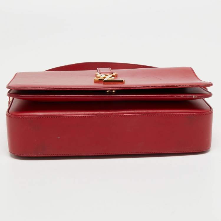 Pre Owned Saint Laurent Red Leather Medium Monogram Universite Shoulder Bag
