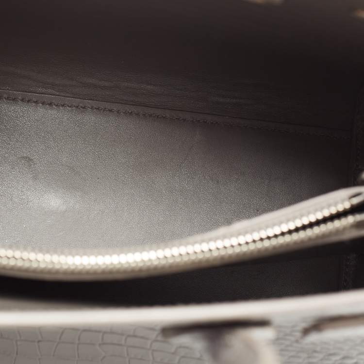 مملوكة مسبقًا Saint Laurent Grey Croc Embossed Leather Baby Classic Sac De Jour Tote