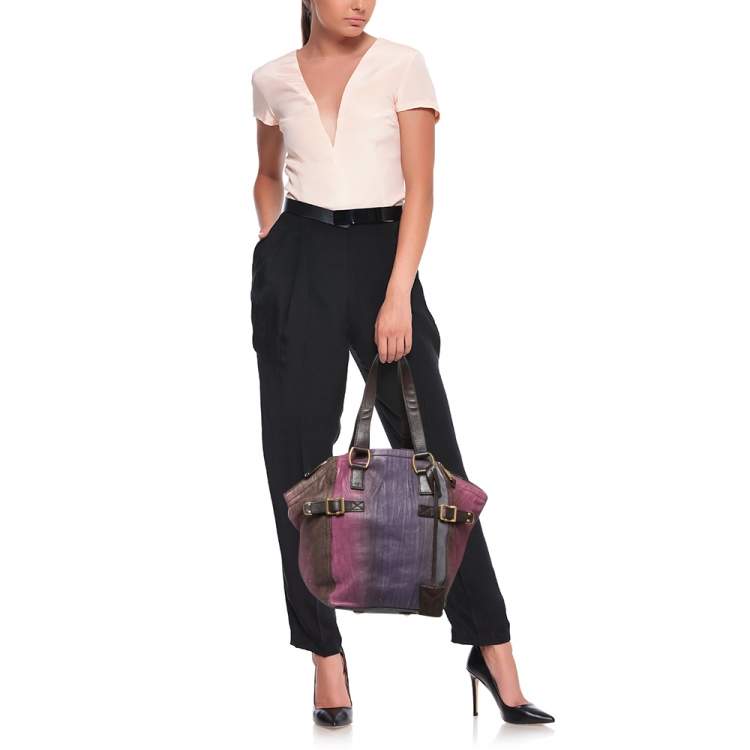 Pre Owned Saint Laurent Multicolor Leather Downtown Tote