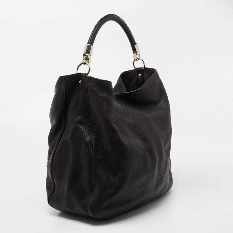 Pre Owned Saint Laurent Black Leather Roady Hobo
