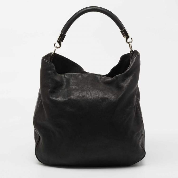 Pre Owned Saint Laurent Black Leather Roady Hobo