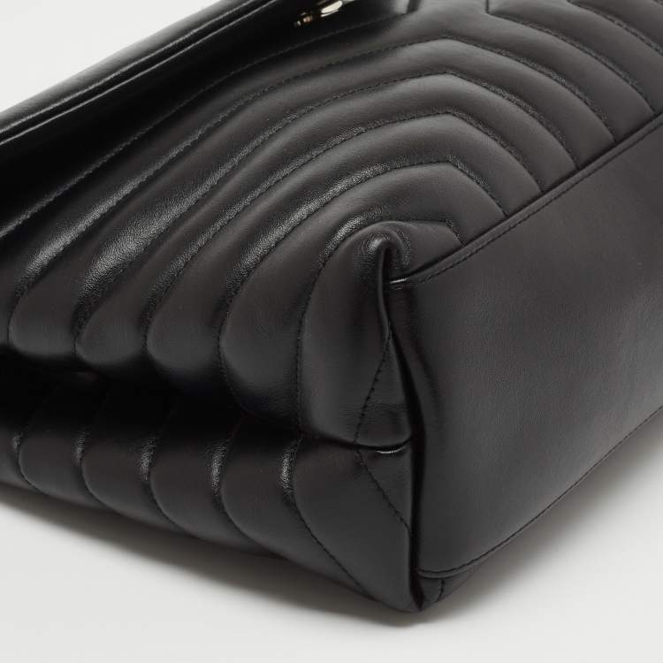 Pre Owned Saint Laurent Black Matelassé Leather Medium Loulou Shoulder Bag