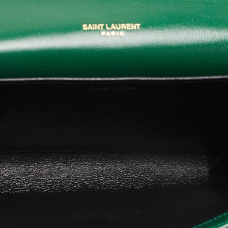 Pre Owned Saint Laurent Green Water Snake Uptown Wallet on Chain