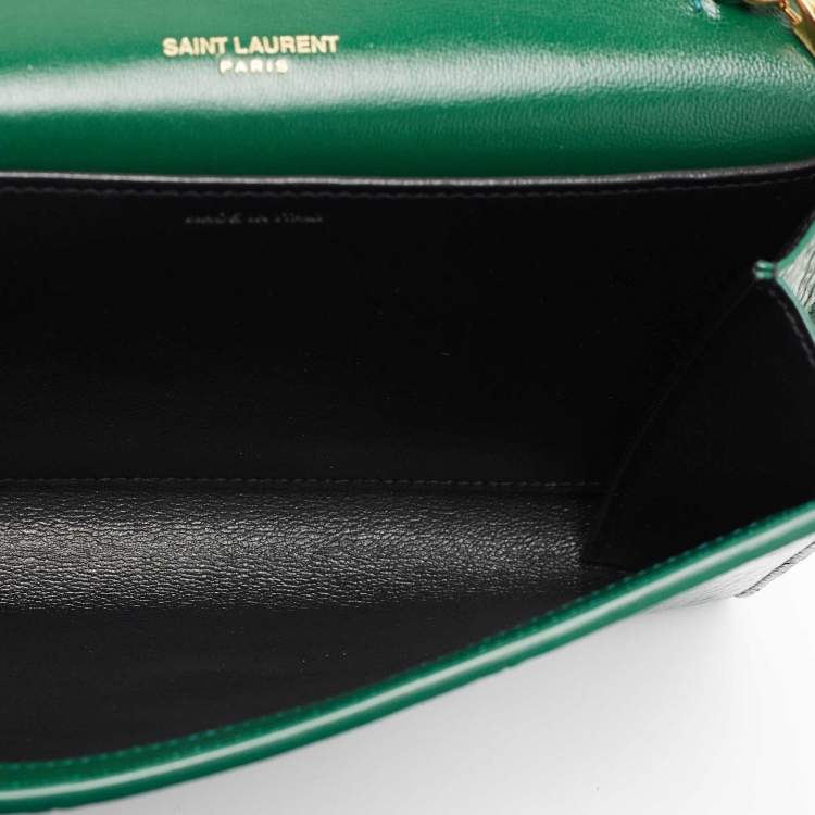 Pre Owned Saint Laurent Green Water Snake Uptown Wallet on Chain