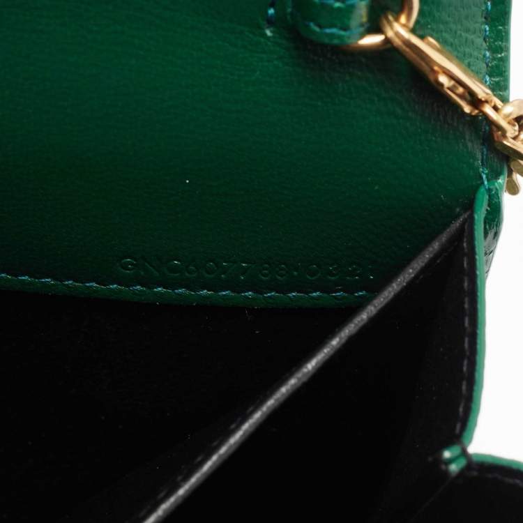 Pre Owned Saint Laurent Green Water Snake Uptown Wallet on Chain