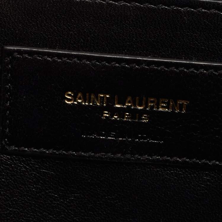 Pre Owned Saint Laurent Burgundy Grained Leather Kate Monogram Clutch
