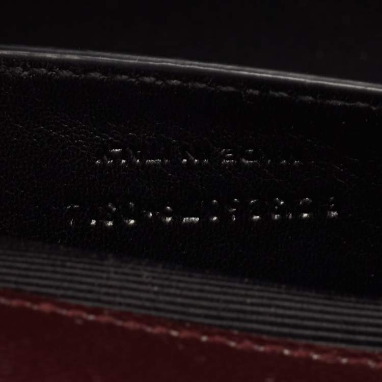 Pre Owned Saint Laurent Burgundy Grained Leather Kate Monogram Clutch