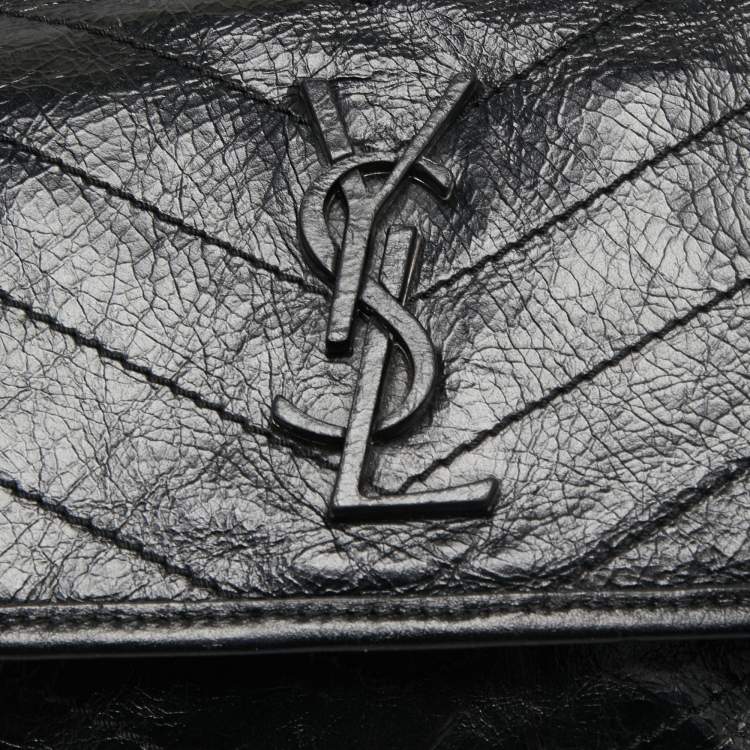 Pre Owned Saint Laurent Black Aged Leather Medium Niki Shoulder Bag