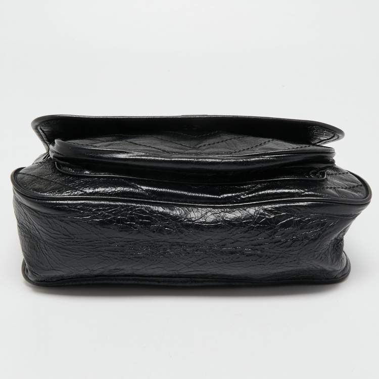 Pre Owned Saint Laurent Black Aged Leather Medium Niki Shoulder Bag