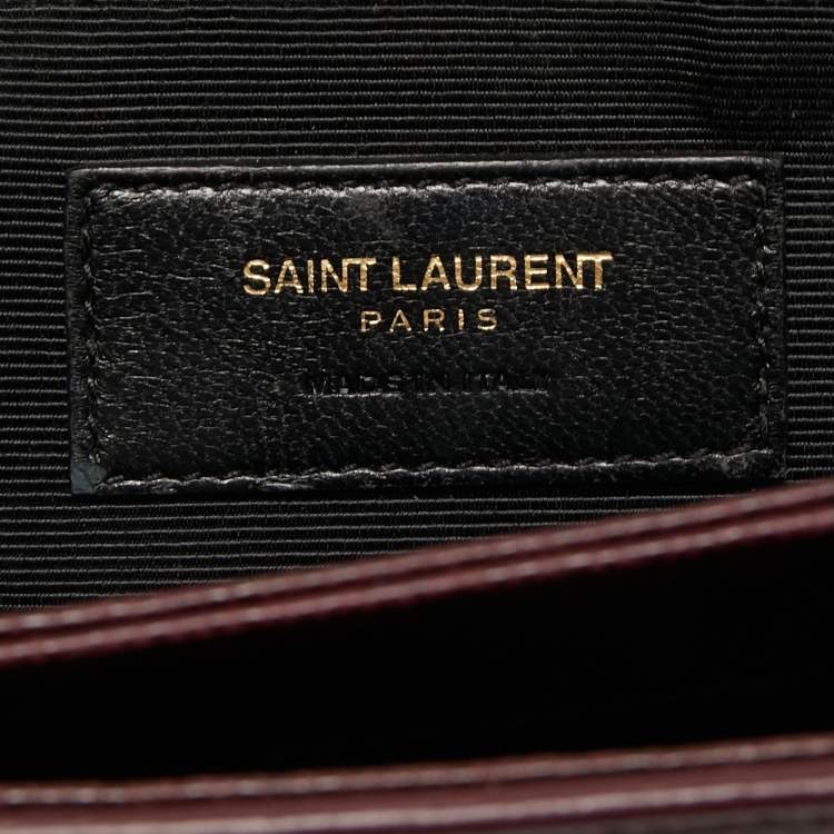 Pre Owned Saint Laurent Burgundy Leather Medium Monogram Universite Shoulder Bag