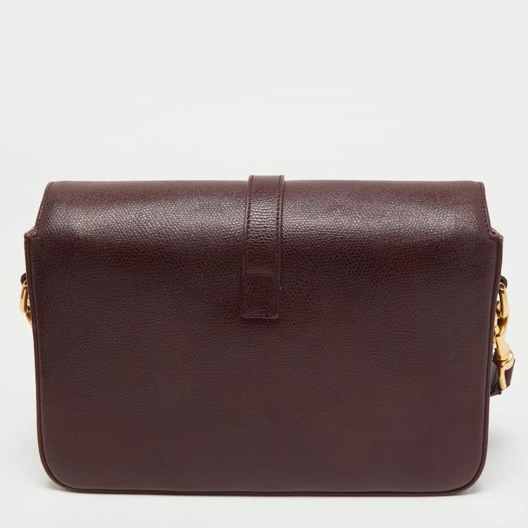 Pre Owned Saint Laurent Burgundy Leather Medium Monogram Universite Shoulder Bag