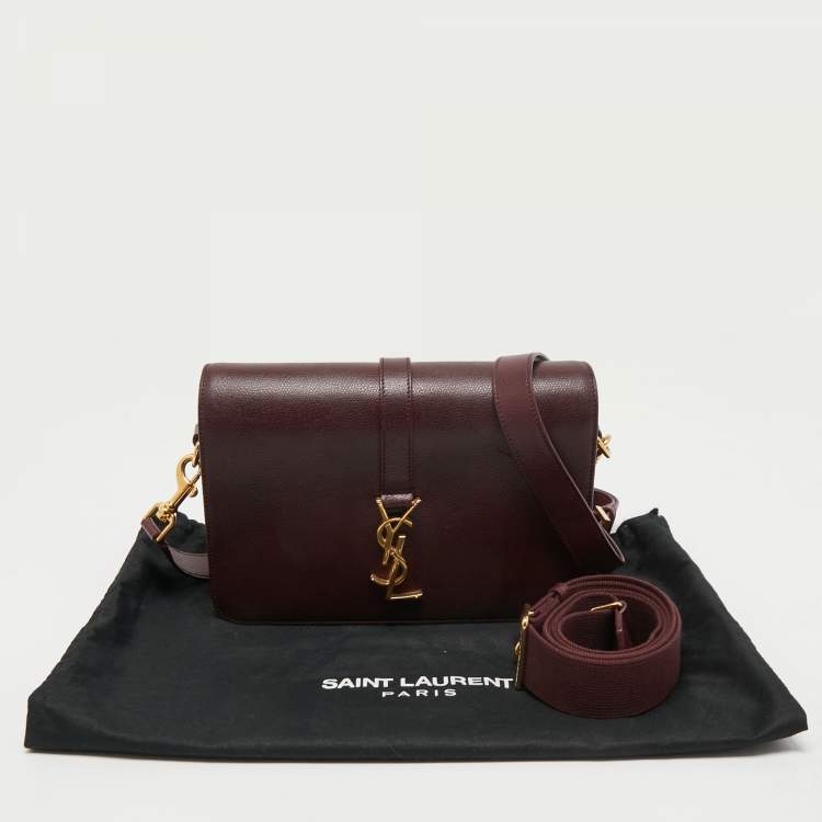 Pre Owned Saint Laurent Burgundy Leather Medium Monogram Universite Shoulder Bag