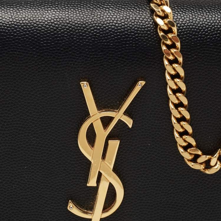 Pre Owned Saint Laurent Black Leather Small Kate Chain Bag