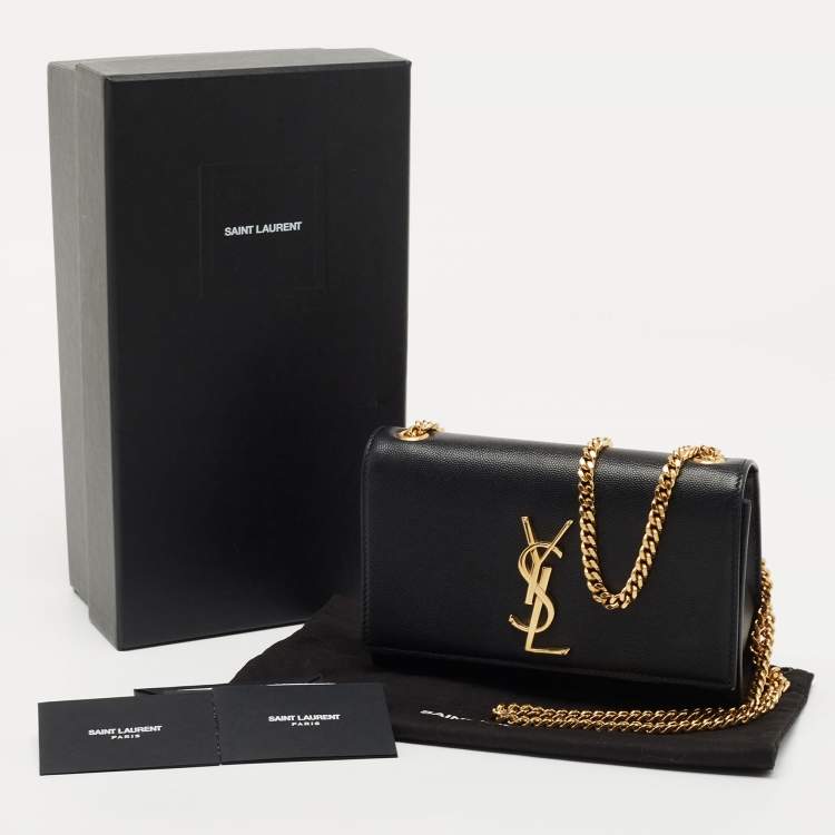 Pre Owned Saint Laurent Black Leather Small Kate Chain Bag