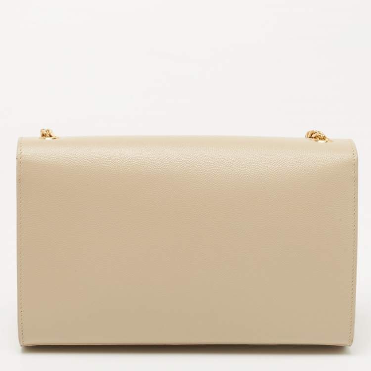 Pre Owned Saint Laurent Beige Leather Monogram Kate Chain Shoulder Bag