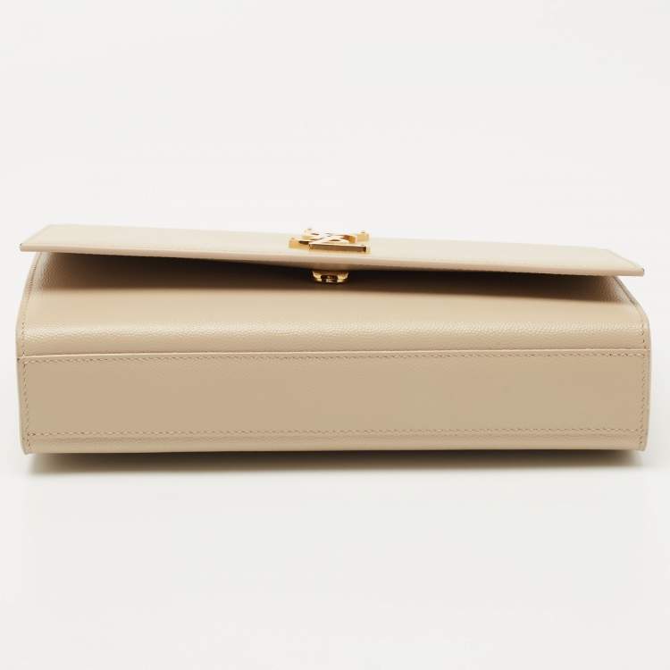Pre Owned Saint Laurent Beige Leather Monogram Kate Chain Shoulder Bag