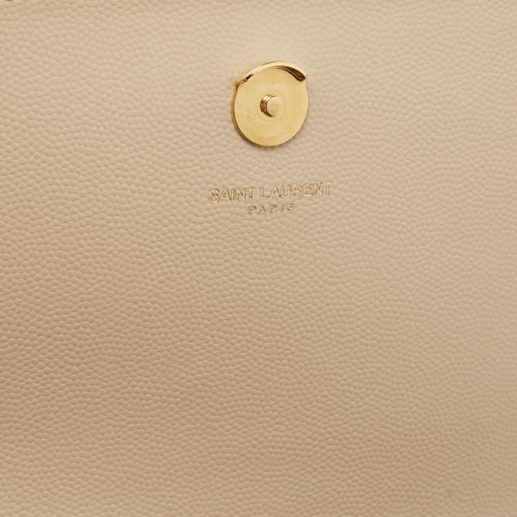 Pre Owned Saint Laurent Beige Leather Monogram Kate Chain Shoulder Bag