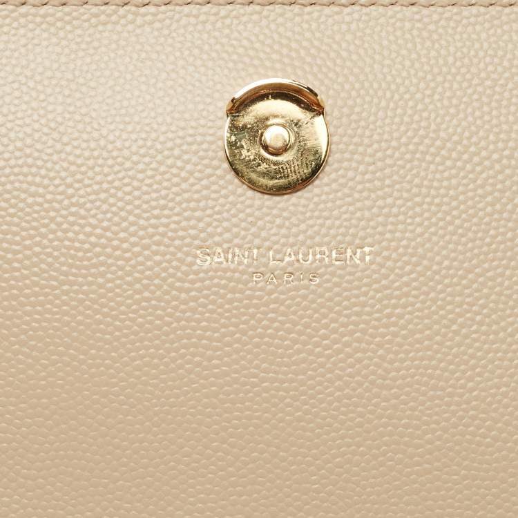 Pre Owned Saint Laurent Beige Leather Monogram Kate Chain Shoulder Bag