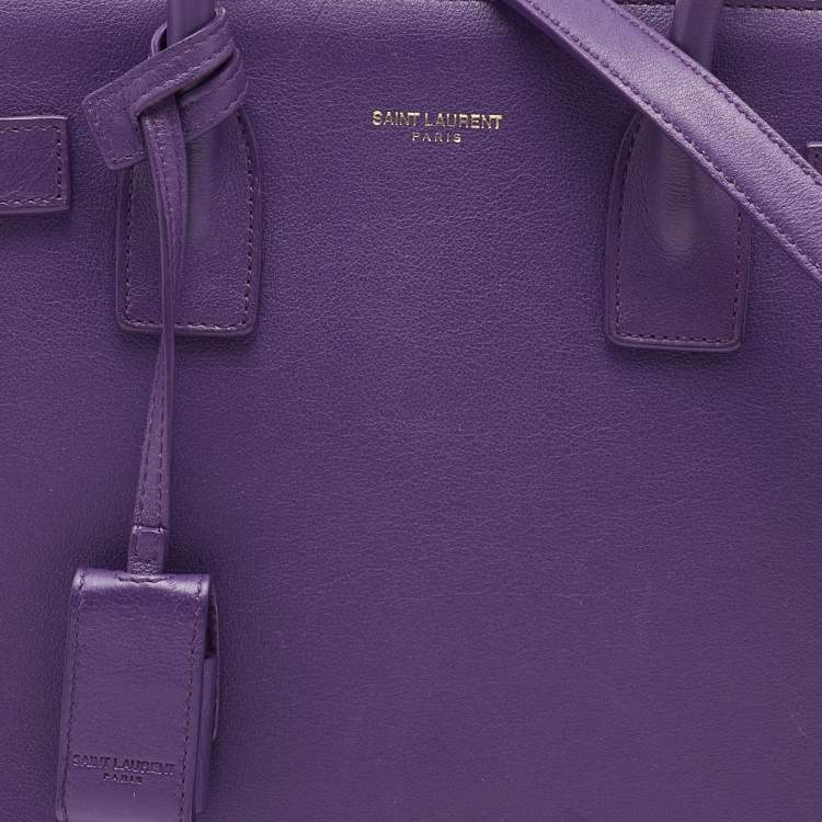مملوكة مسبقًا Saint Laurent Purple Leather Small Classic Sac De Jour Tote