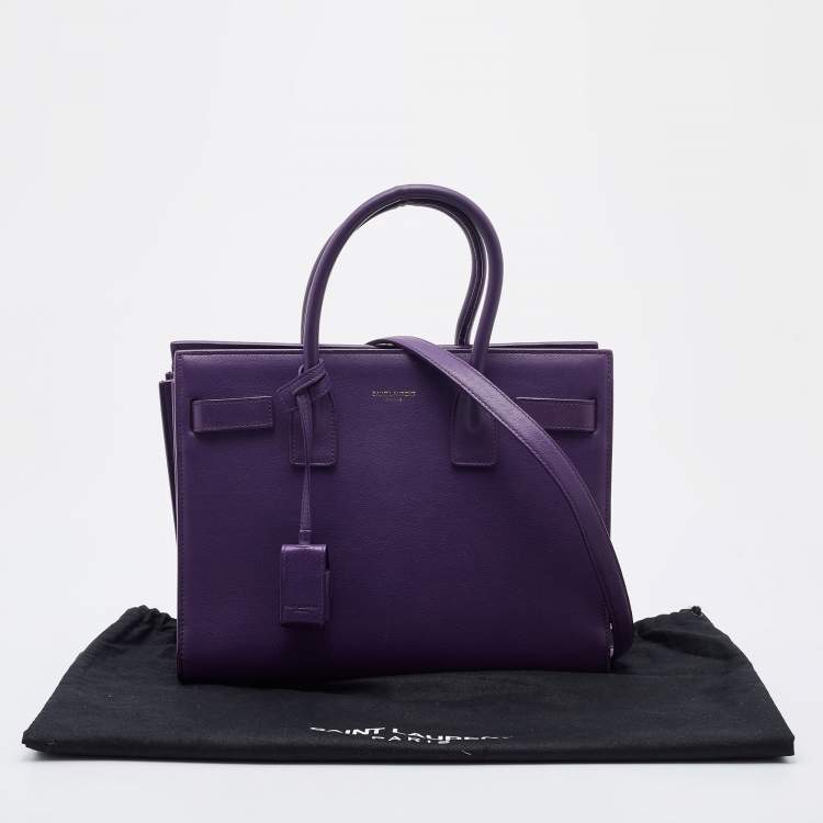 مملوكة مسبقًا Saint Laurent Purple Leather Small Classic Sac De Jour Tote