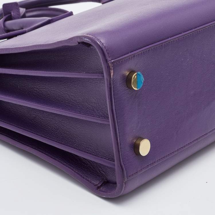 مملوكة مسبقًا Saint Laurent Purple Leather Small Classic Sac De Jour Tote