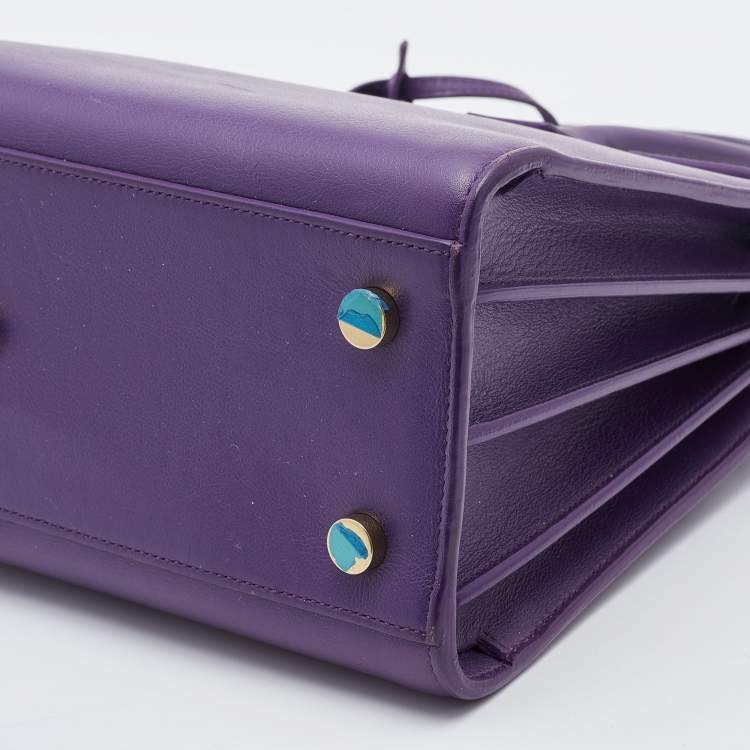 مملوكة مسبقًا Saint Laurent Purple Leather Small Classic Sac De Jour Tote