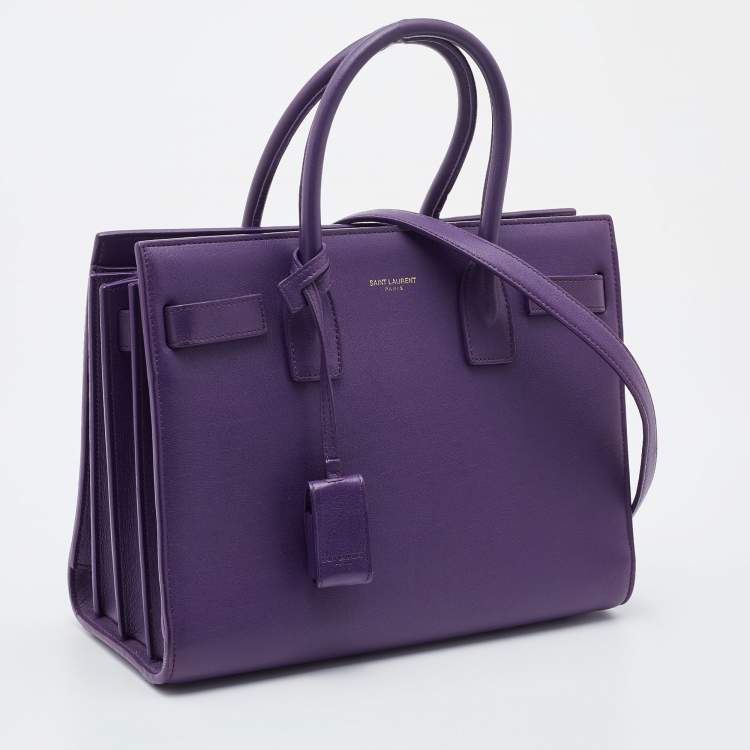 مملوكة مسبقًا Saint Laurent Purple Leather Small Classic Sac De Jour Tote