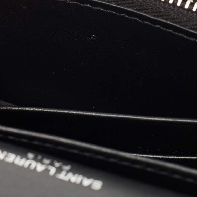 Pre Owned Saint Laurent Black Croc Embossed Leather Sunset Wallet On Chain