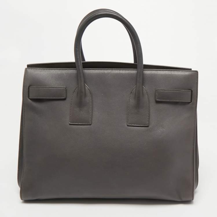 Pre Owned Saint Laurent Grey Leather Small Classic Sac De Jour Tote