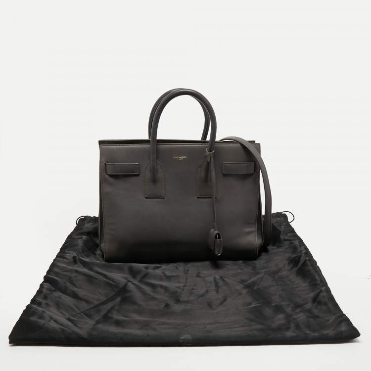 Pre Owned Saint Laurent Grey Leather Small Classic Sac De Jour Tote