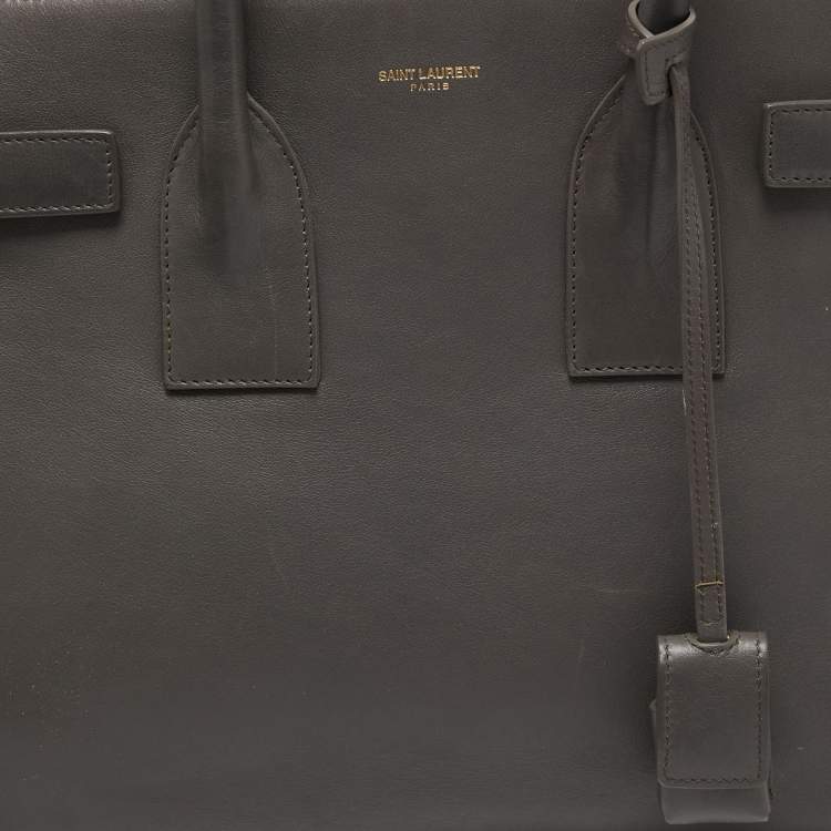 Pre Owned Saint Laurent Grey Leather Small Classic Sac De Jour Tote