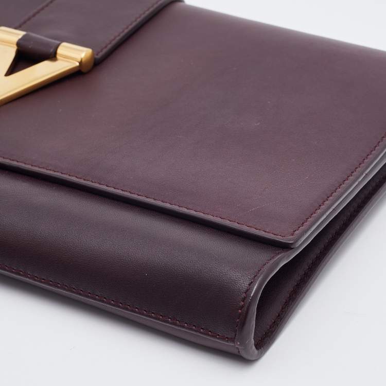 Pre Owned Saint Laurent Burgundy Leather Y-Ligne Clutch