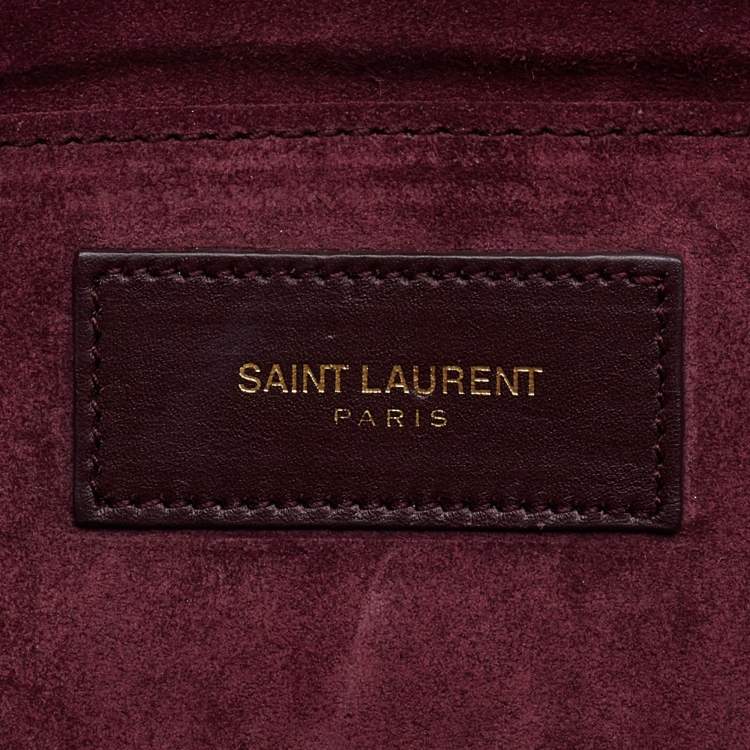 Pre Owned Saint Laurent Burgundy Leather Y-Ligne Clutch