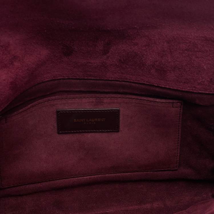 Pre Owned Saint Laurent Burgundy Leather Y-Ligne Clutch