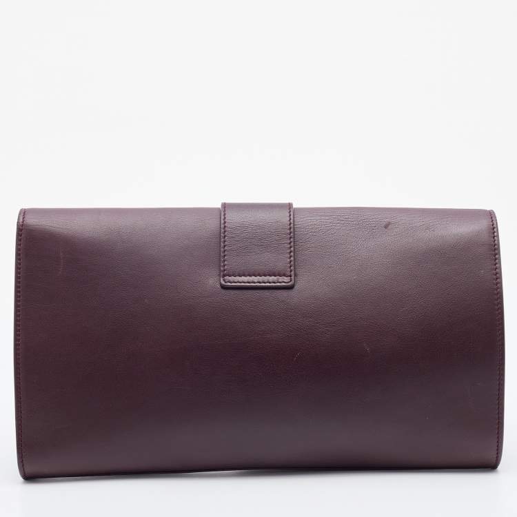 Pre Owned Saint Laurent Burgundy Leather Y-Ligne Clutch
