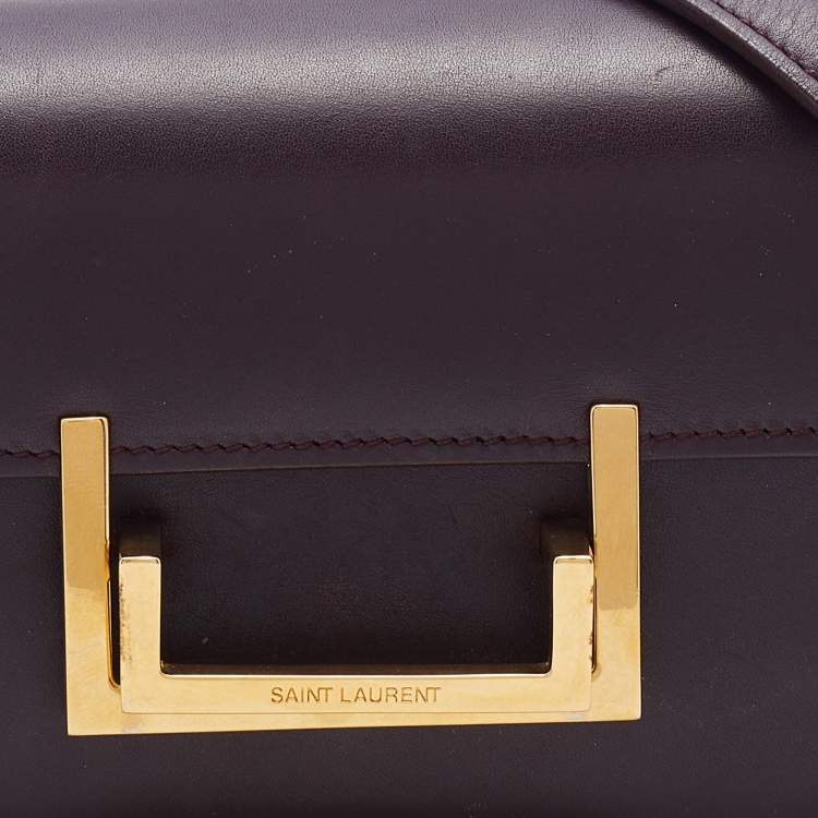 Pre Owned Saint Laurent Burgundy Leather Small Lulu Shoulder Bag