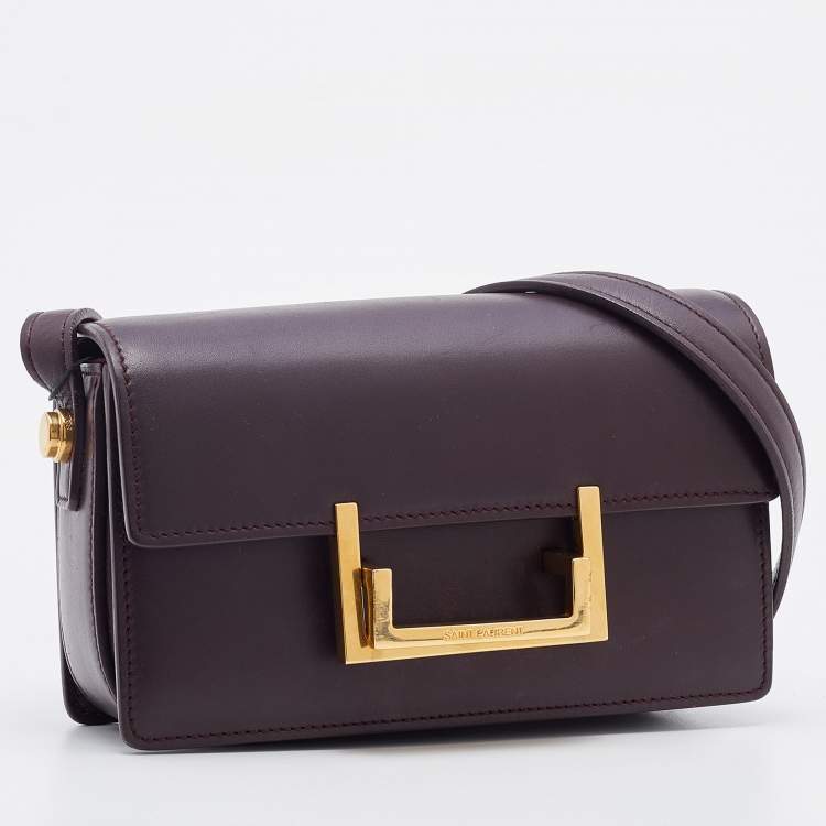 Pre Owned Saint Laurent Burgundy Leather Small Lulu Shoulder Bag