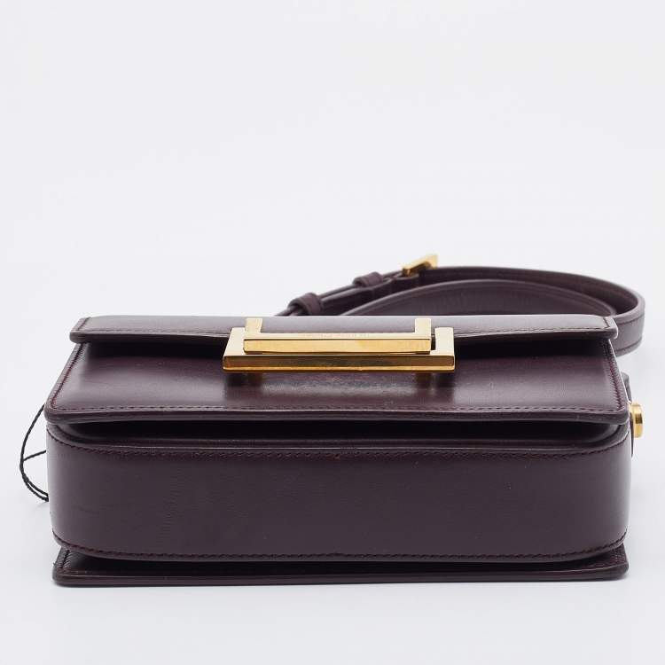 Pre Owned Saint Laurent Burgundy Leather Small Lulu Shoulder Bag